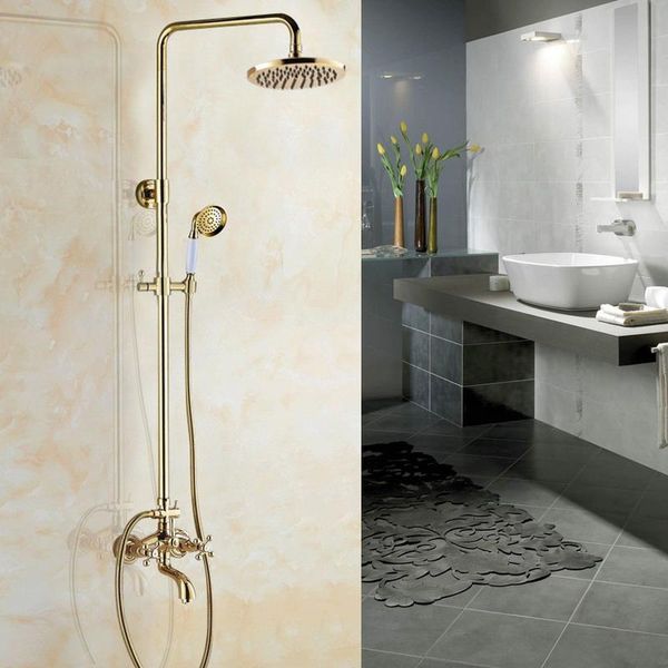 luxury gold color brass wall mounted rainfall bathroom rain shower faucet set double cross handles bath tub mixer tap agf454 sets
luxury gold color brass wall mounted rainfall bathroom rain shower faucet set double cross handles bath tub mixer tap agf454 sets