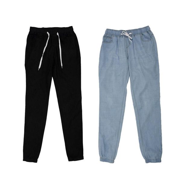 women's jeans 2pcs women casual jogger pants drawstring elastic waisted solid ladies denim slim leggings - black & light b, Blue
women's jeans 2pcs women casual jogger pants drawstring elastic waisted solid ladies denim slim leggings - black & light b, Blue