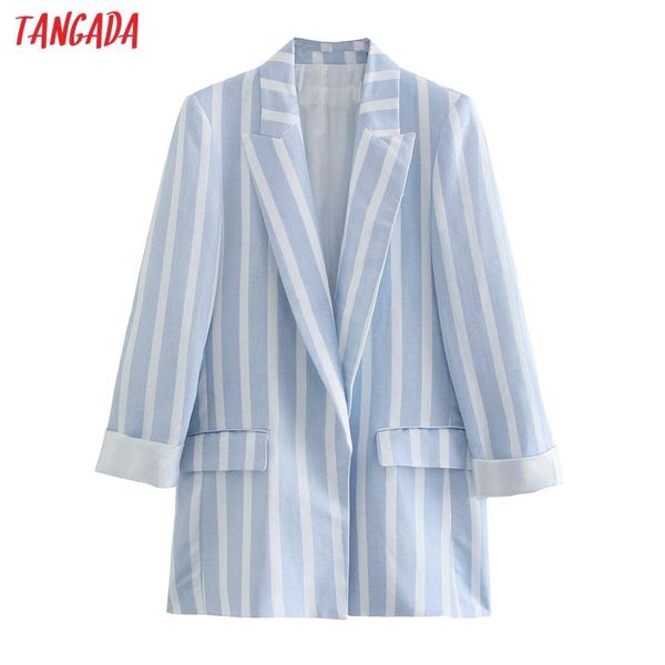 women's suits & blazers tangada women 2021 fashion blue striped print blazer coat vintage long sleeve female outerwear chic 4n26, White;black
women's suits & blazers tangada women 2021 fashion blue striped print blazer coat vintage long sleeve female outerwear chic 4n26, White;black