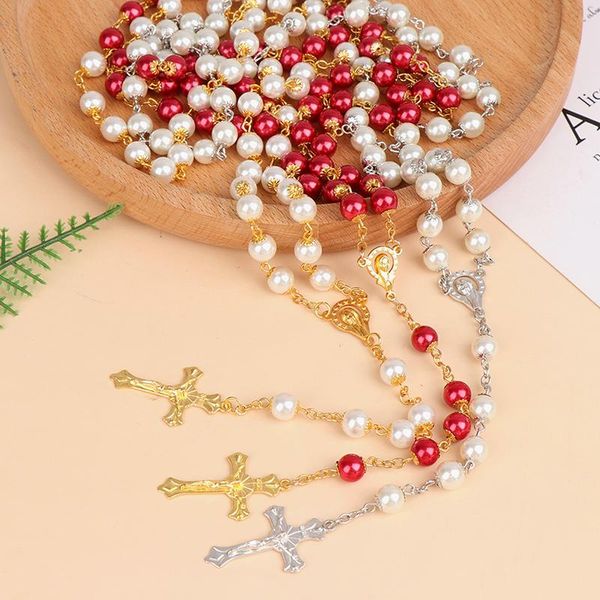 pendant necklaces catholic round imitation pearl long chain necklace orthodox rosary cross jesus religious praying jewelry gift collana, Silver
pendant necklaces catholic round imitation pearl long chain necklace orthodox rosary cross jesus religious praying jewelry gift collana, Silver