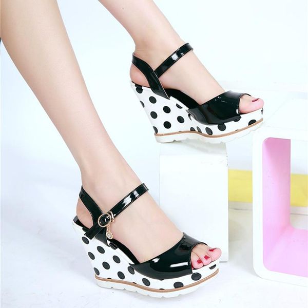 womens wedge sandals 2021 high heels platform summer shoes peep toe ankle strap polka dot black and white woman
womens wedge sandals 2021 high heels platform summer shoes peep toe ankle strap polka dot black and white woman