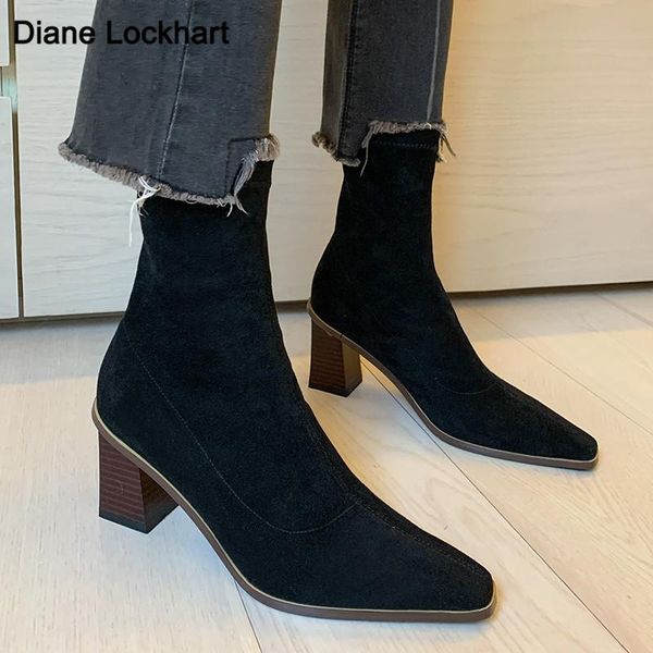 boots heels ankle thick heel stretch spring autumn kid suede slip-on botines de mujer black khaki
boots heels ankle thick heel stretch spring autumn kid suede slip-on botines de mujer black khaki