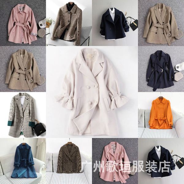 luxury ets woolen medium length 2021 autumn winter women's double-sided cashmere wool coat, Black;brown
luxury ets woolen medium length 2021 autumn winter women's double-sided cashmere wool coat, Black;brown