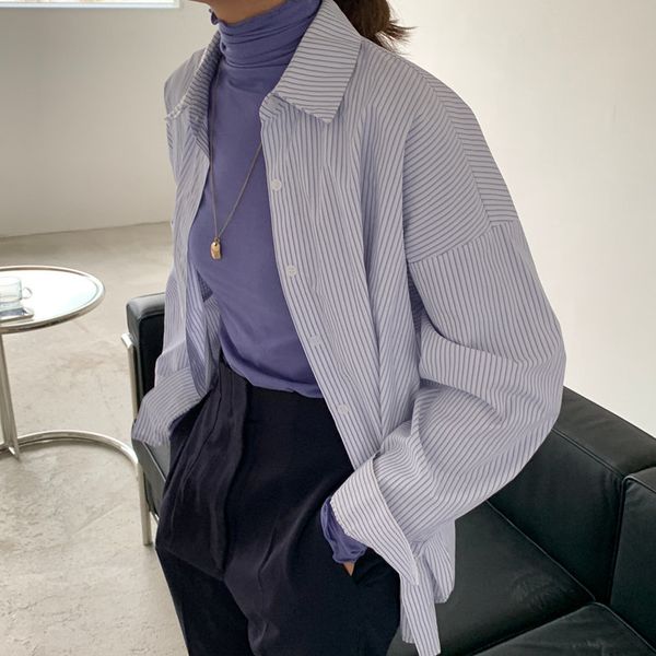 autumn retro simple loose blue stripe long sleeve shirt chic vintage all match casual women blouses 210421, White
autumn retro simple loose blue stripe long sleeve shirt chic vintage all match casual women blouses 210421, White