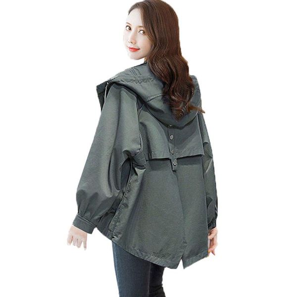 women's trench coats korean long sleeve fashion hooded windbreaker spring autumn loose solid color zipper coat jacket female plus size, Tan;black
women's trench coats korean long sleeve fashion hooded windbreaker spring autumn loose solid color zipper coat jacket female plus size, Tan;black