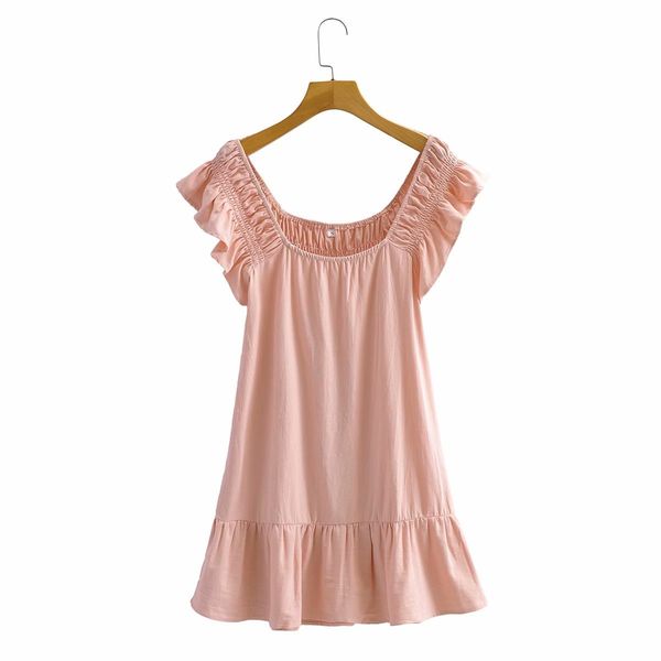 vintage square collar short sleeve women dress fashion ruffle stitching loose waist chic female mini dresses vestidos mujer 210507, Black;gray
vintage square collar short sleeve women dress fashion ruffle stitching loose waist chic female mini dresses vestidos mujer 210507, Black;gray