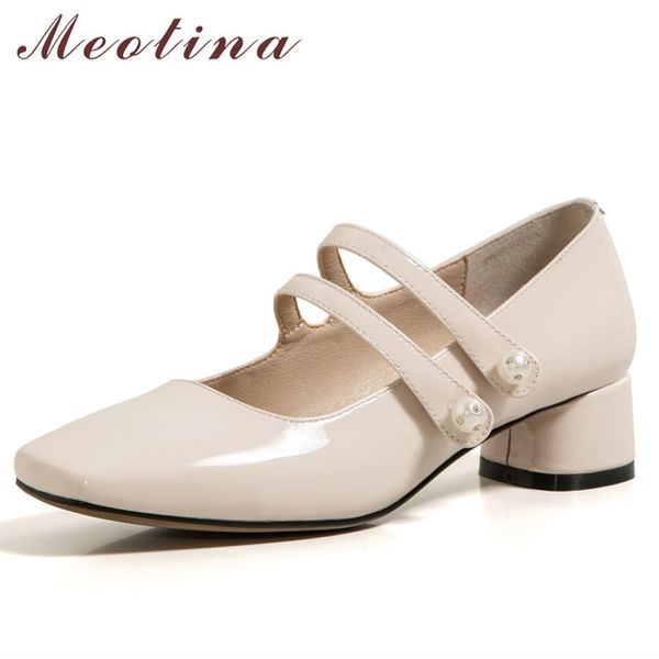 natural genuine leather mary janes shoes women square toe med heels block heel pumps fashion pearl female footwear white 210517, Black
natural genuine leather mary janes shoes women square toe med heels block heel pumps fashion pearl female footwear white 210517, Black