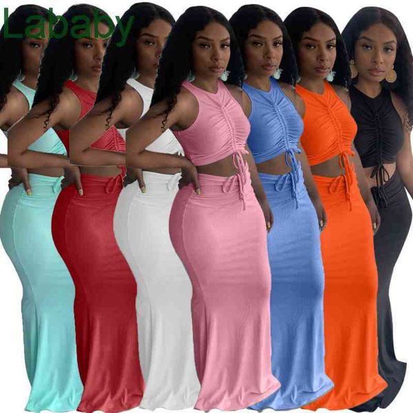 women two piece dress designer tracksuits slim sleeveless drawstring midi dresses ladies hip sikrt 7 colours, White
women two piece dress designer tracksuits slim sleeveless drawstring midi dresses ladies hip sikrt 7 colours, White