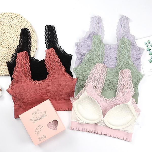 women lace tube wire bra camisole seamless crop fashion street wild underwear bustiers & corsets, Black;white
women lace tube wire bra camisole seamless crop fashion street wild underwear bustiers & corsets, Black;white