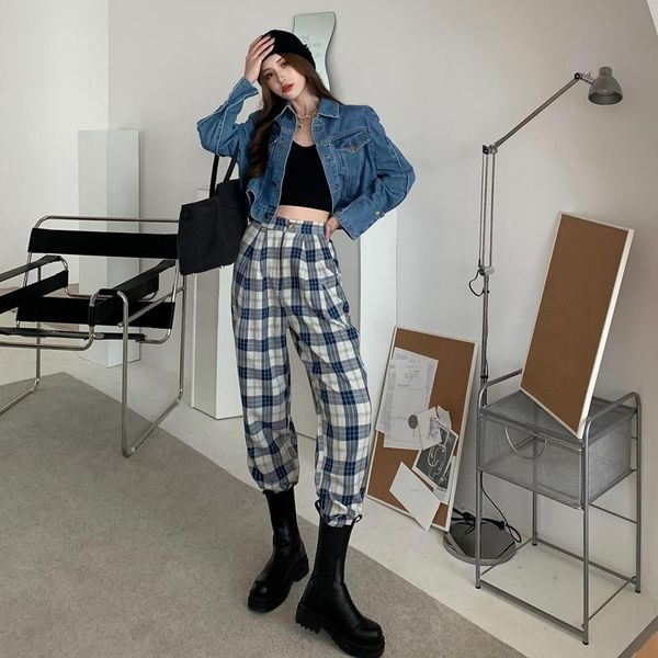 women's pants & capris 2021 hong kong style retro plaid straight-leg trousers loose and thin wide-leg, Black;white
women's pants & capris 2021 hong kong style retro plaid straight-leg trousers loose and thin wide-leg, Black;white