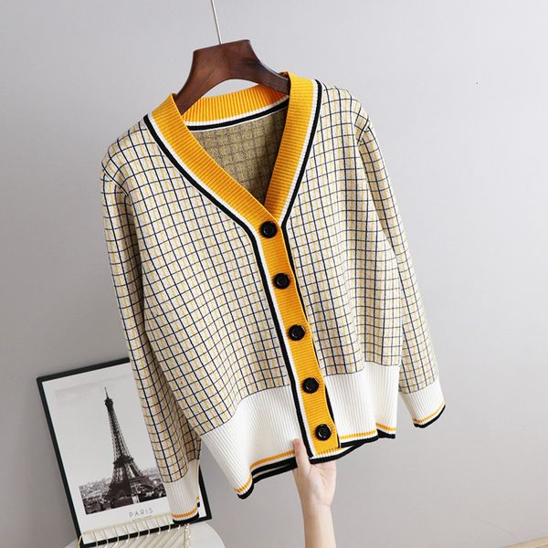 women's knits & tees women vintage knitted cardigans v-neck ladies plaid loose single breasted elegant cardigan sweat, White
women's knits & tees women vintage knitted cardigans v-neck ladies plaid loose single breasted elegant cardigan sweat, White
