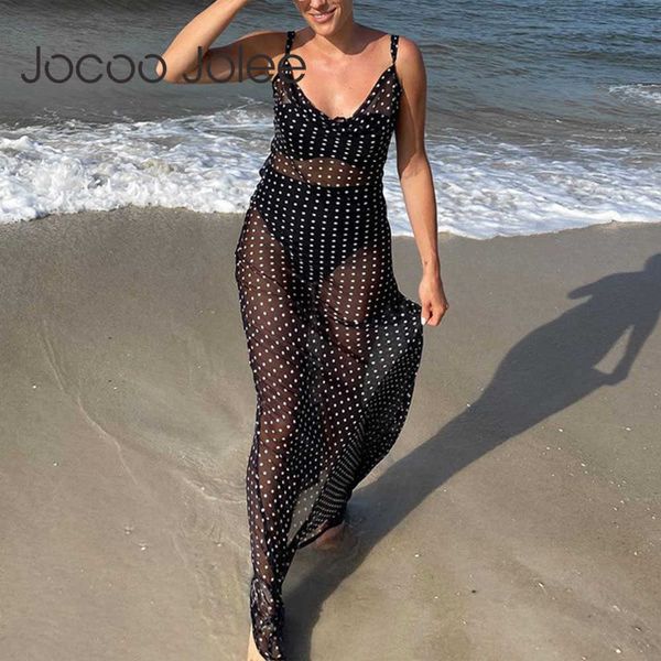 jocoo jolee spaghetti strap v neck polka dot mesh perspective long dress summer elegant backless lace up beach dress 210619, Black;gray
jocoo jolee spaghetti strap v neck polka dot mesh perspective long dress summer elegant backless lace up beach dress 210619, Black;gray