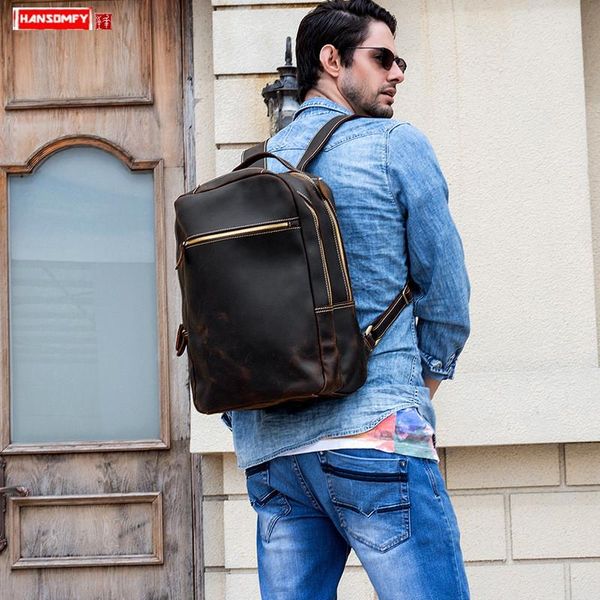 backpack real leather men's durable crazy horse men travel layer lapbag casual male backpacks
backpack real leather men's durable crazy horse men travel layer lapbag casual male backpacks