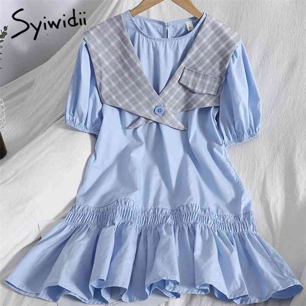 fashion ruffles spliced dress for women puff sleeve o-neck a-line solid dresses with plaid shawl summer korean 210607, Black;gray
fashion ruffles spliced dress for women puff sleeve o-neck a-line solid dresses with plaid shawl summer korean 210607, Black;gray