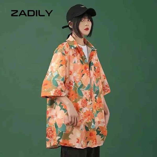zadliy street style oversize floral print women shirt short sleeve button ladies blouse summer loose female clothing 210521, White
zadliy street style oversize floral print women shirt short sleeve button ladies blouse summer loose female clothing 210521, White