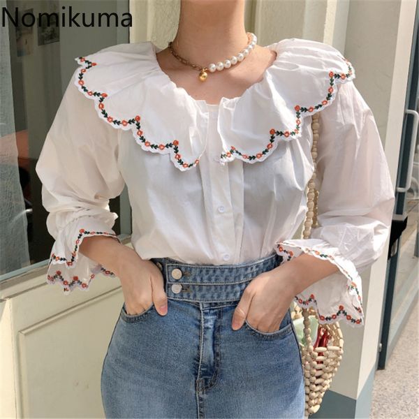 nomikuma sweet floral embroidery peter pan collar shirt causal flare sleeve women blouse spring korean blusas 6g411 210427, White
nomikuma sweet floral embroidery peter pan collar shirt causal flare sleeve women blouse spring korean blusas 6g411 210427, White