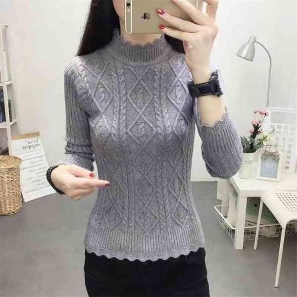 korean fashion women's sweater pull femme elegant half turtleneck knitted solid color twist pullovers basic jerseys female 210918, White;black
korean fashion women's sweater pull femme elegant half turtleneck knitted solid color twist pullovers basic jerseys female 210918, White;black