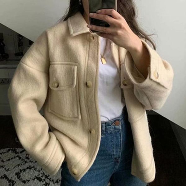 women's wool & blends women long-sleeved knit jacket wind pockets coat y2k leather coats elegant autumn winter female outerwear warm dr, Black
women's wool & blends women long-sleeved knit jacket wind pockets coat y2k leather coats elegant autumn winter female outerwear warm dr, Black