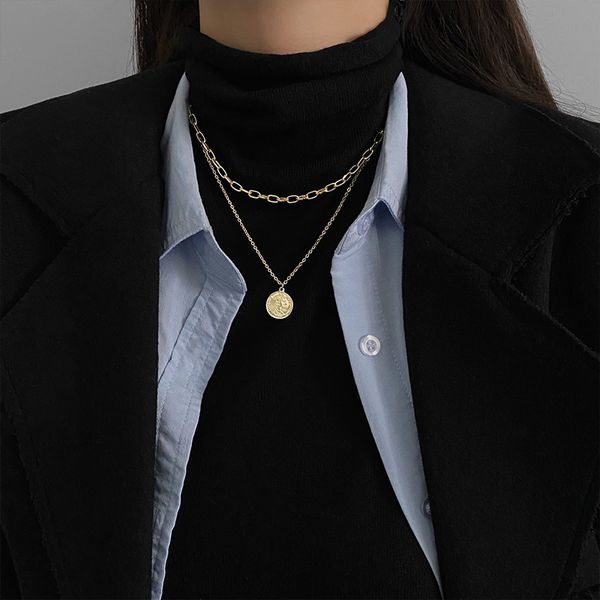 double layer coin necklace 2021 new women's luxury design simple autumn and winter versatile sweater chain, Silver
double layer coin necklace 2021 new women's luxury design simple autumn and winter versatile sweater chain, Silver