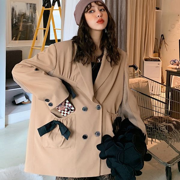 luxury women's short coatautumn 2021 french british style dign bow stitched suit coat female m9282, Black;brown
luxury women's short coatautumn 2021 french british style dign bow stitched suit coat female m9282, Black;brown