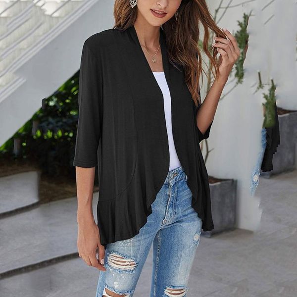 women's knits & tees casual cardigan women thin autumn lightweight open front cardigans coat elegant soft draped ruffles 3/4 sleeve out, White
women's knits & tees casual cardigan women thin autumn lightweight open front cardigans coat elegant soft draped ruffles 3/4 sleeve out, White