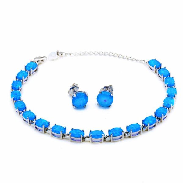 earrings & necklace ocean blue fire opal jewelry set with beaded bracelet and stud, Silver
earrings & necklace ocean blue fire opal jewelry set with beaded bracelet and stud, Silver