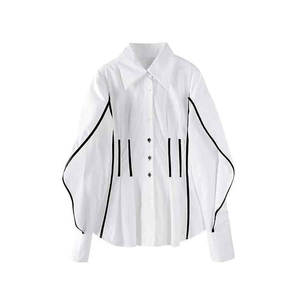 spring new design color matching slim fashion turn down collar full blouse womens 210421, White
spring new design color matching slim fashion turn down collar full blouse womens 210421, White