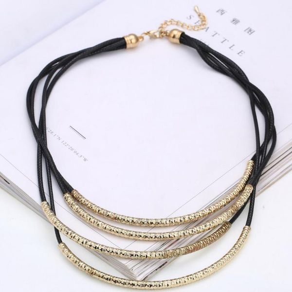 stylish multilayer choker necklaces for women metal pendants black leather chain jewelry gift mrs win chokers, Golden;silver
stylish multilayer choker necklaces for women metal pendants black leather chain jewelry gift mrs win chokers, Golden;silver
