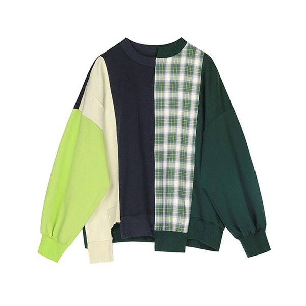 women's hoodies & sweatshirts loose fit plaid stitch oversized sweatshirt round neck long sleeve women big size fashion tide spring 202, Black
women's hoodies & sweatshirts loose fit plaid stitch oversized sweatshirt round neck long sleeve women big size fashion tide spring 202, Black