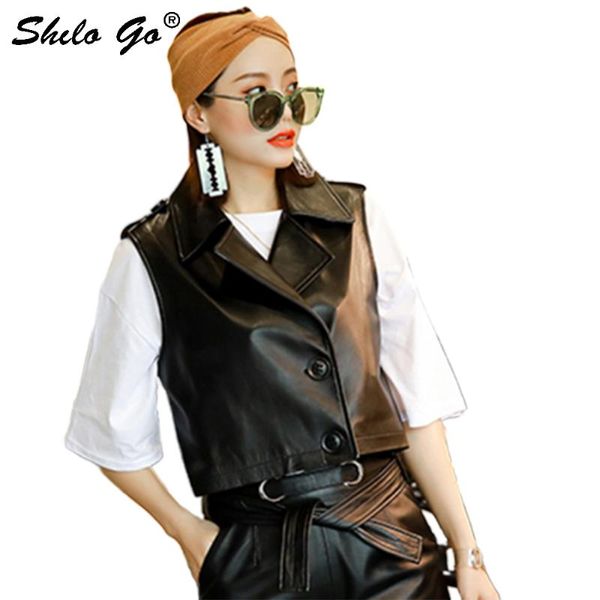 women's vests genuine leather vest highstreet notched neck single breasted sleeveless sheepskin women autumn casual outwear female, Black;white
women's vests genuine leather vest highstreet notched neck single breasted sleeveless sheepskin women autumn casual outwear female, Black;white