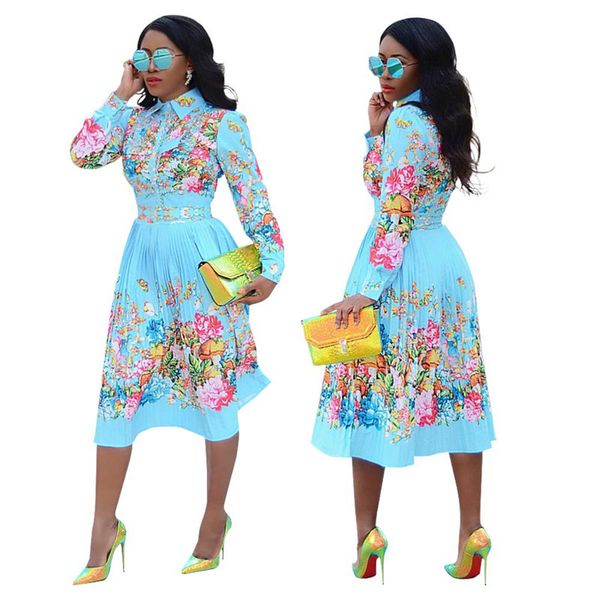 Floral Printed Womens Designer Dresses Vintage Sweet Slim Long Puff Sleeved Lapel Neck Dresses Womens Fashion Dresses, Light blue
Floral Printed Womens Designer Dresses Vintage Sweet Slim Long Puff Sleeved Lapel Neck Dresses Womens Fashion Dresses, Light blue