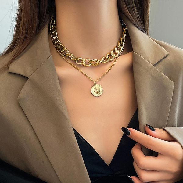 pendant necklaces fashion vintage multi-layer portrait for women gold metal geometric hanging 2021 trend female party jewelry, Silver
pendant necklaces fashion vintage multi-layer portrait for women gold metal geometric hanging 2021 trend female party jewelry, Silver