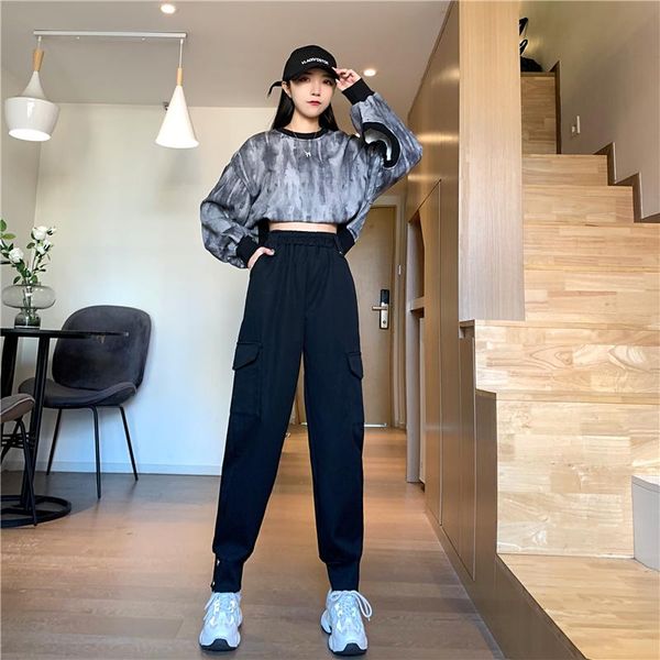 autumn and winter plus velvet thick black high-waisted pants loose thin tooling casual women's & capris, Black;white
autumn and winter plus velvet thick black high-waisted pants loose thin tooling casual women's & capris, Black;white