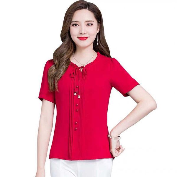 women spring summer style chiffon blouses shirts lady casual short sleeve o-neck blusas df3739 210609, White
women spring summer style chiffon blouses shirts lady casual short sleeve o-neck blusas df3739 210609, White