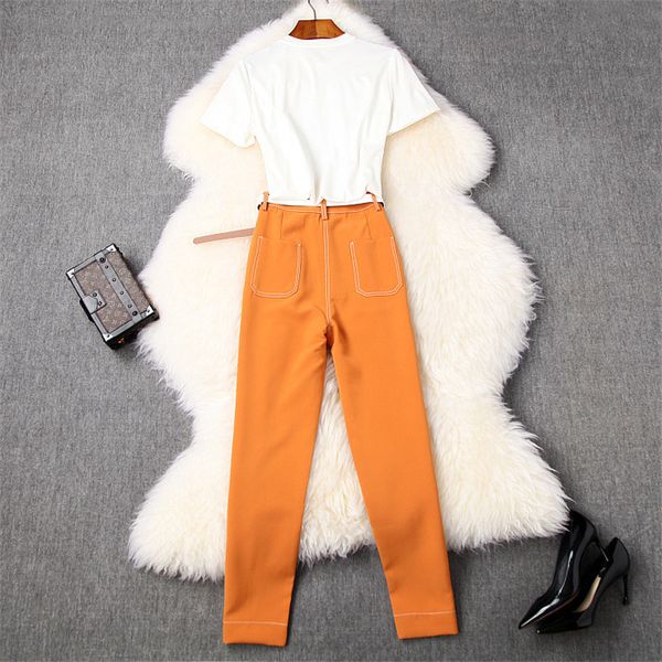 short elegant lady two pieces summer feminine fashion sequins from cartoons released upper pants suit, White;black
short elegant lady two pieces summer feminine fashion sequins from cartoons released upper pants suit, White;black