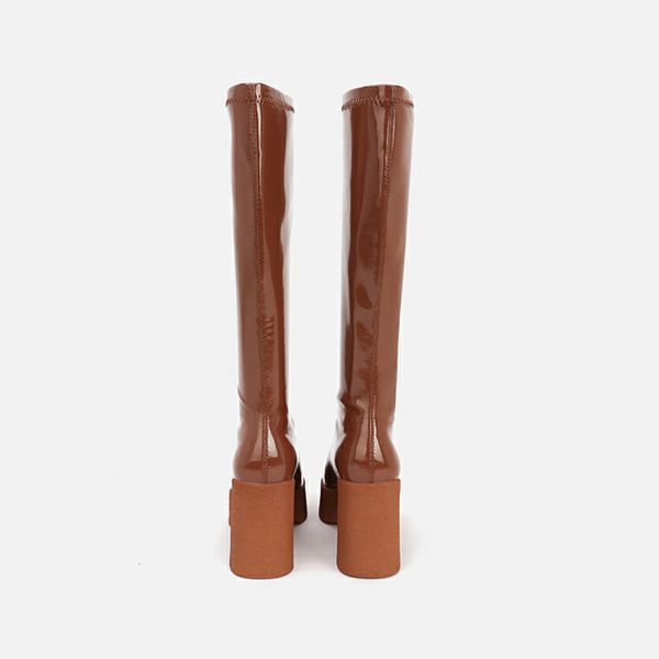 boots womans knee-high brown square toe platform heel knight heels shoes 08fz, Black
boots womans knee-high brown square toe platform heel knight heels shoes 08fz, Black