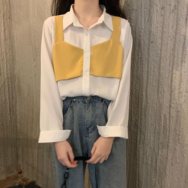 autumn design contrast color stitching vest fake two-piece shirt long-sleeved lapel fashion blouse women's blouses & shirts, White
autumn design contrast color stitching vest fake two-piece shirt long-sleeved lapel fashion blouse women's blouses & shirts, White