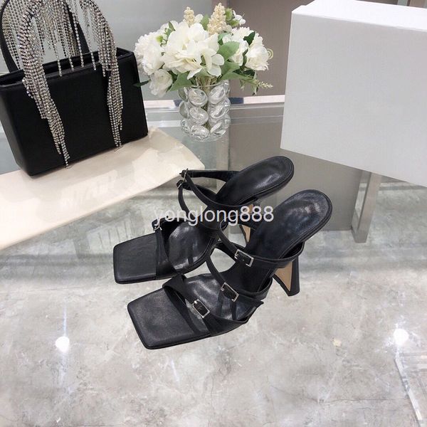 dress shoes summer sandals women's simple temperament square head high heels thick roman metal decorative shoes, Black
dress shoes summer sandals women's simple temperament square head high heels thick roman metal decorative shoes, Black