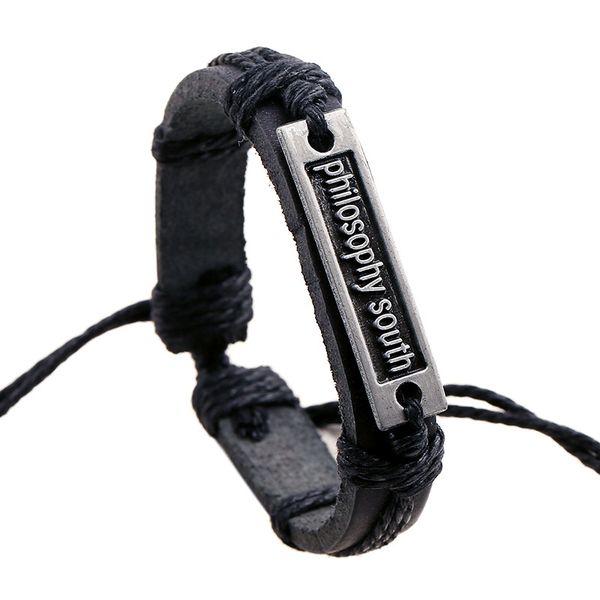 casual black leather hemp cords woven handcraft bangles philosophy south zinc alloy charm genuine leather bracelets women men, Golden;silver
casual black leather hemp cords woven handcraft bangles philosophy south zinc alloy charm genuine leather bracelets women men, Golden;silver