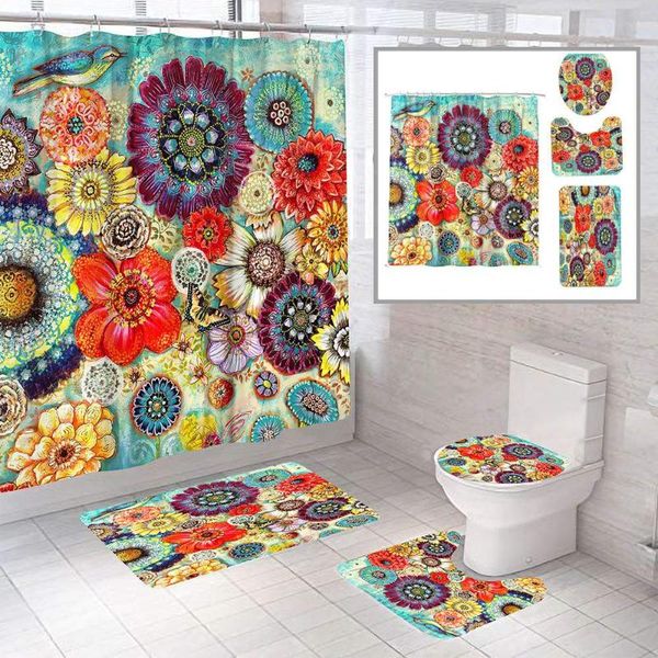 shower curtains colorful flower floral printed bathroom set frabic waterproof non-slip rug toilet lid cover and bath mat
shower curtains colorful flower floral printed bathroom set frabic waterproof non-slip rug toilet lid cover and bath mat