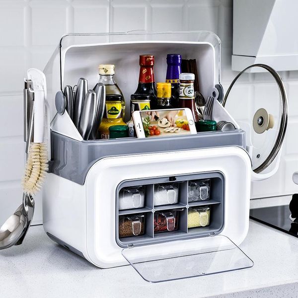 storage bottles & jars kitchen supplies household seasoning box multifunctional shelf knife holder pot cover plastic container
storage bottles & jars kitchen supplies household seasoning box multifunctional shelf knife holder pot cover plastic container