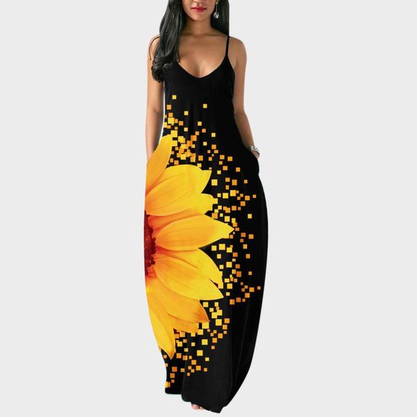 casual dresses sunflower print long maxi dress sleeveless women summer v-neck black strappy open back fashion in europe and ame, Black;gray
casual dresses sunflower print long maxi dress sleeveless women summer v-neck black strappy open back fashion in europe and ame, Black;gray