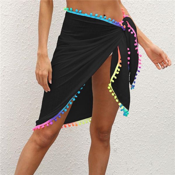 women mesh sheer beach bikini cover ups vacation sunscreen wrap skirt 2021 tassel ball dot high waist up women's swimwear, White;black
women mesh sheer beach bikini cover ups vacation sunscreen wrap skirt 2021 tassel ball dot high waist up women's swimwear, White;black