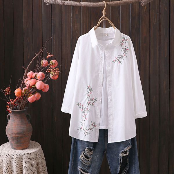 women's blouses & shirts spring casual long sleeve single-breasted floral embroidery blouse mujer white plus size 40e8
women's blouses & shirts spring casual long sleeve single-breasted floral embroidery blouse mujer white plus size 40e8