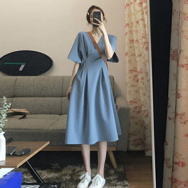 maternity dresses 2021 summer pregnant women chiffon dress short flare sleeve v-neck high waist blue office lady elegant clothes, White
maternity dresses 2021 summer pregnant women chiffon dress short flare sleeve v-neck high waist blue office lady elegant clothes, White