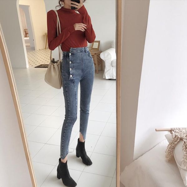 women's jeans ead 2021 spring korean retro high waist single breasted slim elastic foot pencil pants large size, Blue
women's jeans ead 2021 spring korean retro high waist single breasted slim elastic foot pencil pants large size, Blue
