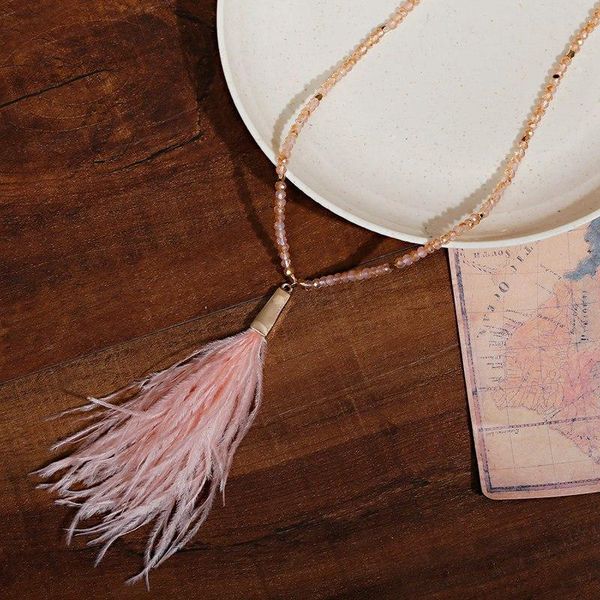 pendant necklaces summer women's charm vintage feather tassel necklace bohemian ethnic pink stone beads jewelry accessories, Silver
pendant necklaces summer women's charm vintage feather tassel necklace bohemian ethnic pink stone beads jewelry accessories, Silver