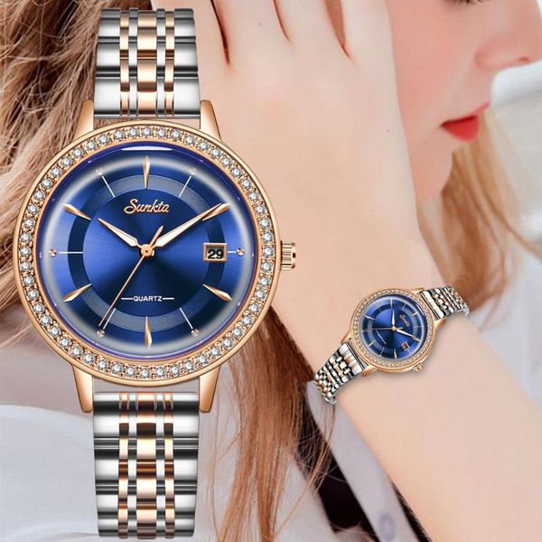 wristwatches relogio feminino 2021 women watch sunkta creative design steel women's wrist watches female clock montre femme, Slivery;brown
wristwatches relogio feminino 2021 women watch sunkta creative design steel women's wrist watches female clock montre femme, Slivery;brown