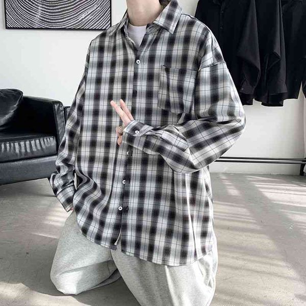 men's casual shirts spring and autumn plaid fashion retro men streetwear korean loose long sleeve mens -2xl 6yh5, White;black
men's casual shirts spring and autumn plaid fashion retro men streetwear korean loose long sleeve mens -2xl 6yh5, White;black