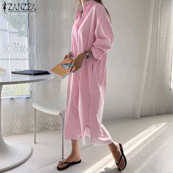 stylish striped shirt dress women's spring sundress 2021 zanzea casual lapel button midi vestidos female side split robe dresses, Black;gray
stylish striped shirt dress women's spring sundress 2021 zanzea casual lapel button midi vestidos female side split robe dresses, Black;gray